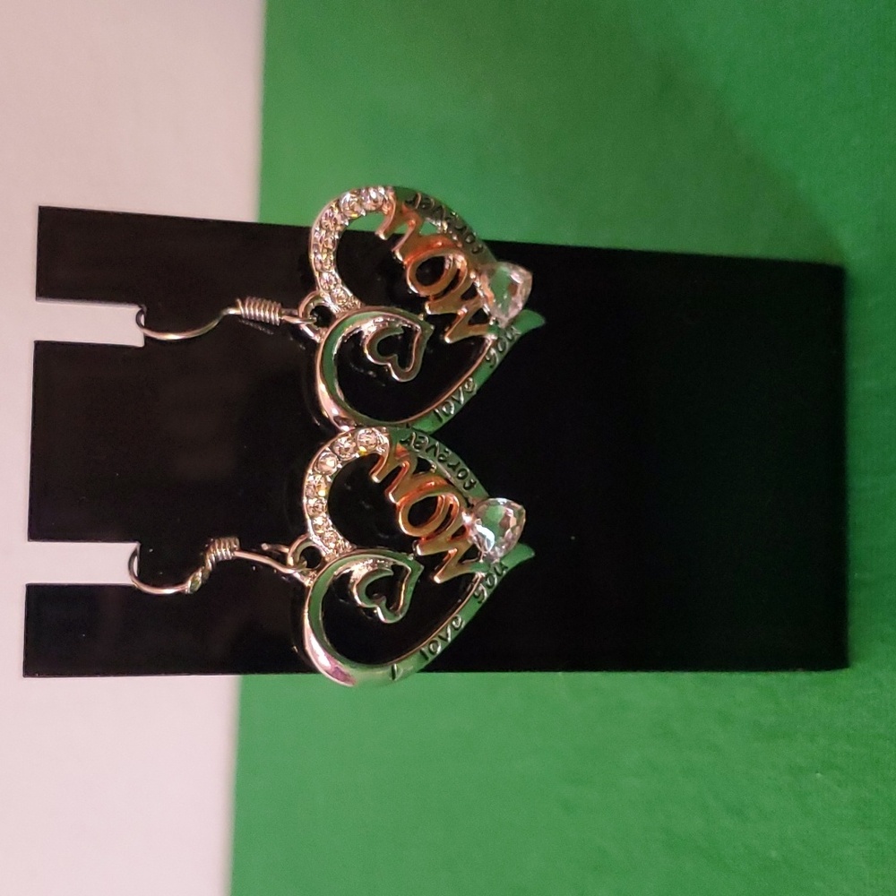 Silver "Mom, I Love You Forever" Pierced Earrings